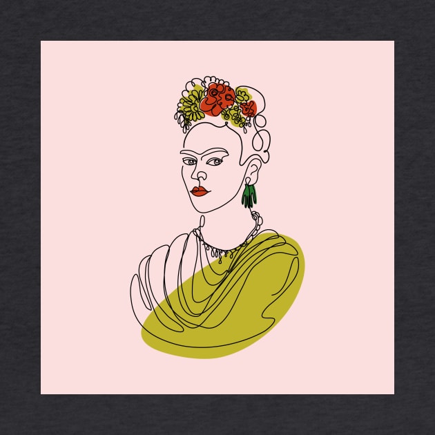 Frida Kahlo vector one line art portrait by DanielK